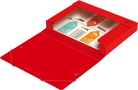 Папка-короб на резинке Бюрократ -BA40/07RED пластик 0.7мм корешок 40мм A4 красный