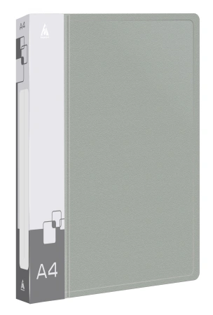 Папка на 4-х кольцах Бюрократ -0818/4RGREY A4 пластик 0.7мм кор.18мм внутр. с вставкой серый