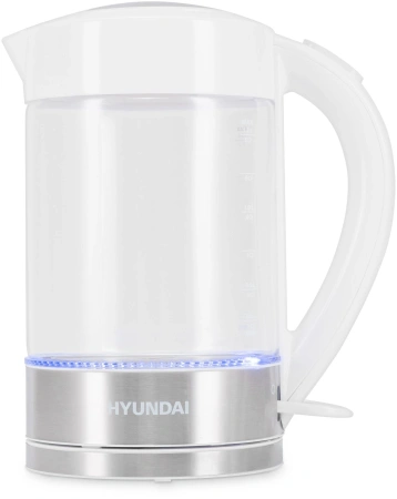 Чайник Hyundai HYK-G9990 1.5л. 2000Вт белый/серебристый (стекло)