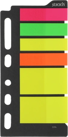 Закладки самокл. индексы пластиковые Stick`n 21070 6цв.в упак. 25лист для органайзера 25x45мм+12x45мм европодвес