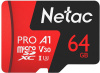 Флеш карта microSDXC 64Gb Class10 Netac NT02P500PRO-064G-R P500 Extreme Pro + adapter
