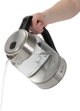 Чайник электрический Vitek VT-7043 1.7л. 2200Вт прозрачный/черный корпус: стекло