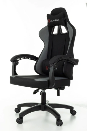 Кресло игровое Zombie Rudger черный/серый с подголов. крестов. пластик