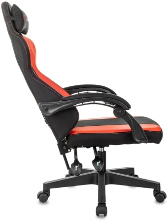 Кресло игровое Zombie Rudger черный/красный ткань/эко.кожа с подголов. крестов. пластик