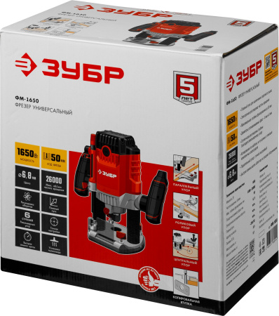 Фрезер Зубр ФМ-1650 1650Вт 26000об/мин макс.ход:50мм