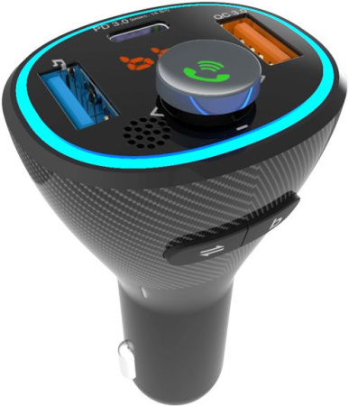 Автомобильный FM-модулятор Ritmix FMT-B300 черный BT USB (80000849)