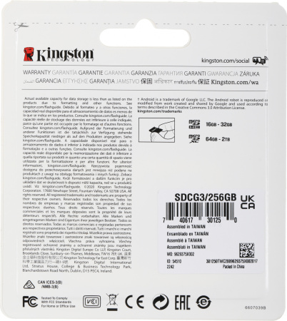 Флеш карта microSDXC 256Gb Class10 Kingston SDCG3/256GB Canvas Go! Plus + adapter