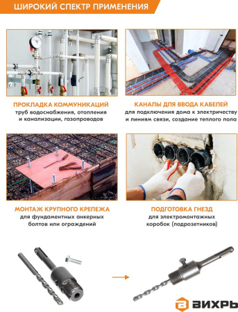 Хвостовик для коронок Вихрь SDS+ М22 (73/10/9/3)