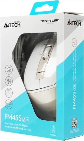 Мышь A4Tech Fstyler FM45S Air бежевый оптическая (2400dpi) silent USB (7but)