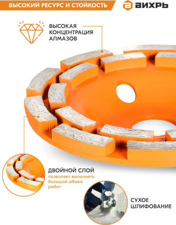 Чашка по бет. Вихрь 73/10/3/6 d=125мм (угловые шлифмашины)