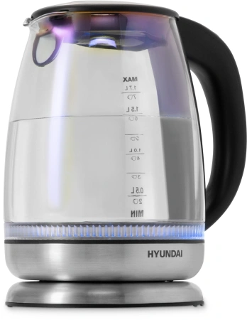 Чайник Hyundai HYK-G8800 1.7л. 2200Вт черный/серебристый (стекло)
