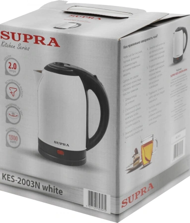 Чайник электрический Supra KES-2003N 2л. 1500Вт белый (корпус: металл)