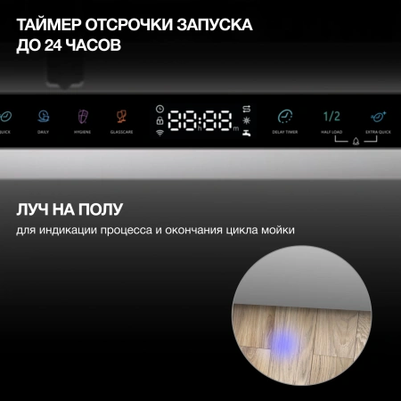 Посудомоечная машина встраив. Hyundai HBD 665 2100Вт полноразмерная нержавеющая сталь инвертер