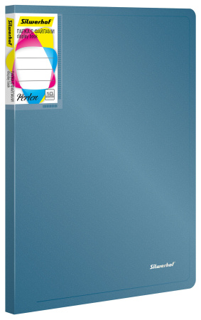 Папка с 10 прозр.вклад. Silwerhof Perlen 292911-74 A4 0.6мм карман синий металлик