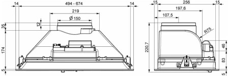 Вытяжка встраиваемая Elikor BREEZE 52Н-450-П3Д нержавеющая сталь управление: ползунковое (1 мотор)