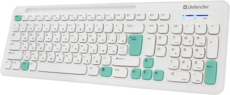 Клавиатура + мышь Defender Cerrato C-978 клав:белый мышь:белый/голубой USB беспроводная Multimedia (45978)