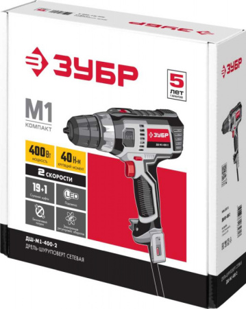 Дрель-шуруповерт Зубр ДШ-М1-400-2 400Вт патрон:быстрозажимной