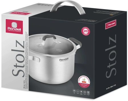Кастрюля Rondell Stolz RDS-1753 3.2л. d=20см (с крышкой) стальной