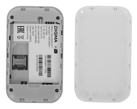 Модем 3G/4G Digma Mobile Wi-Fi DMW1880 micro USB Wi-Fi Firewall +Router внешний белый