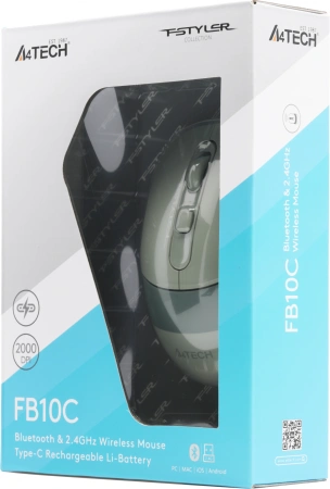 Мышь A4Tech Fstyler FB10C зеленый оптическая (2400dpi) беспроводная BT/Radio USB (4but)