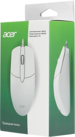 Мышь Acer OMW300 белый оптическая (1200dpi) USB (3but)