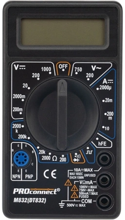 Мультиметр PROconnect M832 DT832 цифровой черный (13-3012)