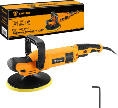 Полировальная машина Deko ZKP1500 PRO 1500Вт 3000об/мин рез.шпин.:M14 d=180мм (063-4320)