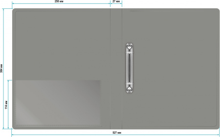 Папка на 2-х кольцах Бюрократ -0827/2RGREY A4 пластик 0.7мм кор.27мм внутр. с вставкой серый