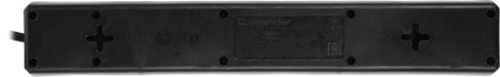 Сетевой фильтр Defender DFS 151 1.8м (6 розеток) черный (коробка)
