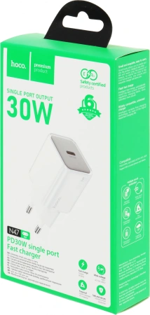 Сетевое зар./устр. Hoco N47 Glorious 30W 3A (PD) USB Type-C универсальное белый (PD30W 35363)