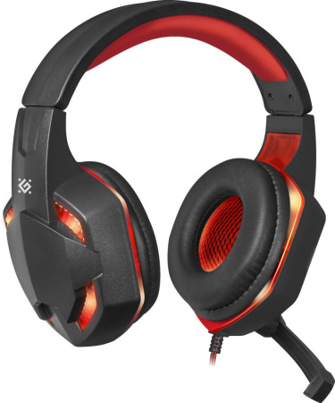 Наушники с микрофоном Defender Warhead G-370 черный/красный 2м накладные оголовье (64037)