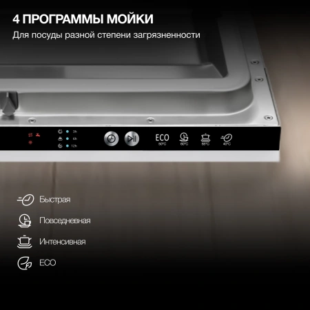 Посудомоечная машина встраив. Hyundai HBD 641 2100Вт полноразмерная нержавеющая сталь инвертер