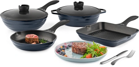 Сковорода ВОК (WOK) Rondell Royal Blue RDA-1548 круглая 28см покрытие: Eclipse HB ручка несъемная (с крышкой) синий