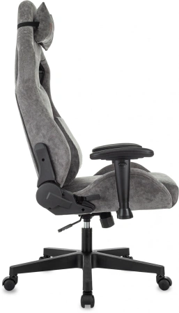 Кресло игровое Zombie Ghost Fabric серый Light-19 с подголов. крестов. пластик