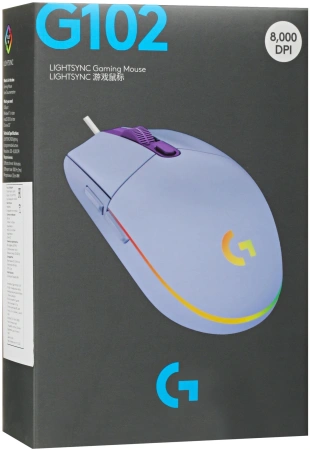 Мышь Logitech G102 LightSync сиреневый оптическая (8000dpi) USB (5but)