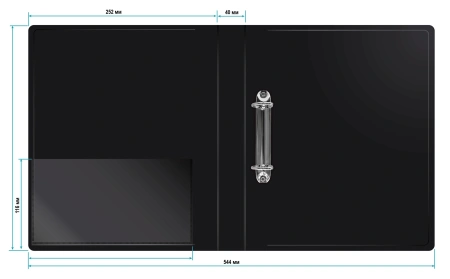 Папка на 2-х D-кольцах Бюрократ -0840/2DBLCK A4 пластик 0.8мм кор.40мм внутр. с вставкой черный