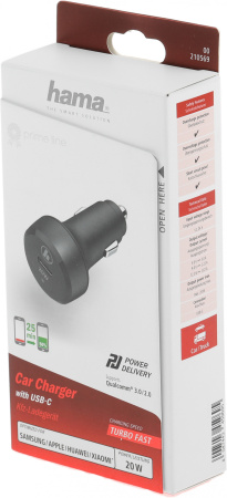 Автомобильное зар./устр. Hama H-210569 1.67A+3A+2.22A PD универсальное черный (00210569)