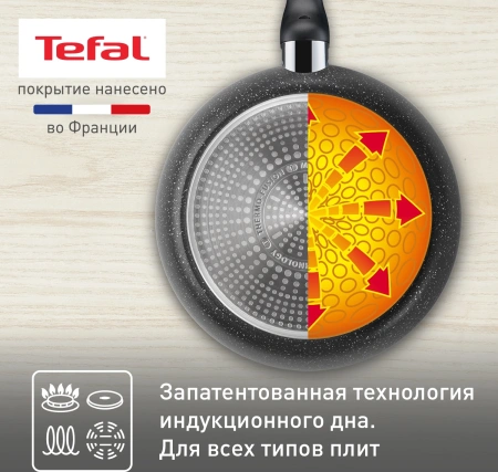 Сковорода Tefal Rock 04235126 круглая 26см покрытие: Mineralia ручка несъемная (без крышки) черный