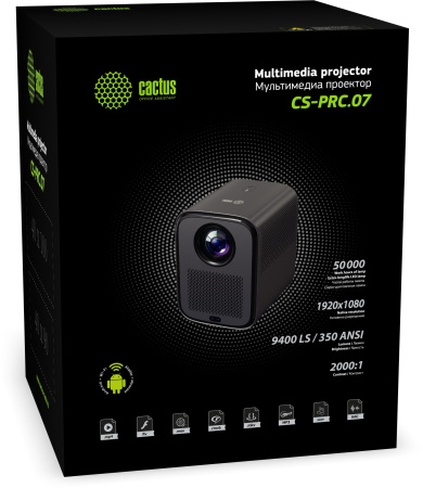 Проектор Cactus CS-PRC.07WT.Full HD-A LCD 350Lm ANSI (1920x1080) 2000:1 ресурс лампы:50000часов 1xUSB typeA 1xHDMI 1кг