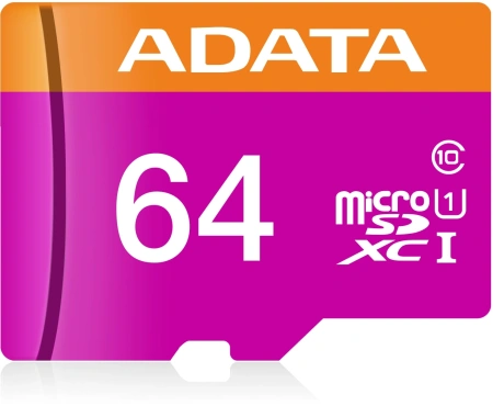 Флеш карта microSDXC 64Gb Class10 A-Data AUSDX64GUICL10-RA1 + adapter