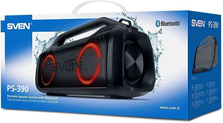 Колонка порт. Sven PS-390 черный 50W 2.0 BT/3.5Jack/USB 10м 3600mAh (SV-021306)