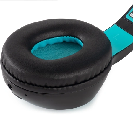 Гарнитура накладные Digma BT-15 черный/голубой беспроводные bluetooth оголовье (BT-15BLB)
