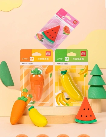 Ластик Deli VP414wat VP414PINK арбуз 54x23x16мм ТПР розовый блистер с европодвесом