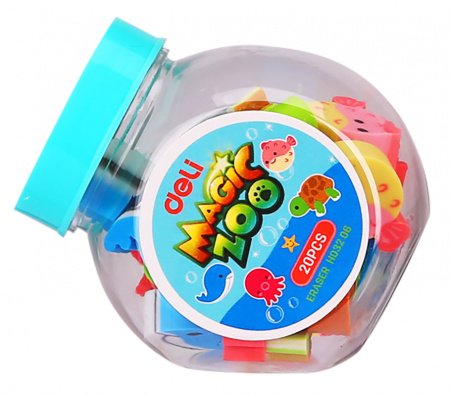 Набор ластиков Deli EH03206 Magic Zoo ассорти пласт.туб. (20шт)