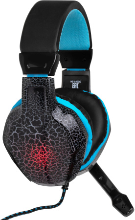 Наушники с микрофоном Оклик HS-L400G ZEUS черный/синий 2.2м мониторные оголовье (359480)