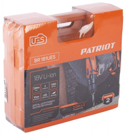 Дрель-шуруповерт Patriot BR 181UES аккум. патрон:быстрозажимной (кейс в комплекте) (180201481)