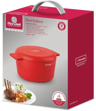 Кастрюля Rondell Red Edition RDA-1118 4.6л. d=24см (с крышкой) красный