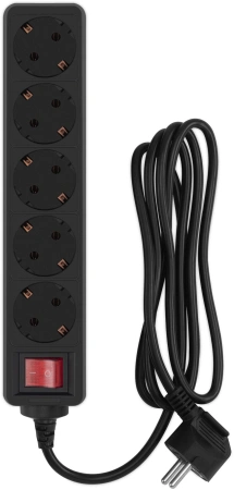 Сетевой фильтр PC Pet AP01006-1.8-B 1.8м (5 розеток) черный (пакет ПЭ)