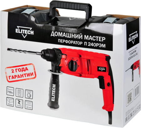 Перфоратор Elitech П 240РЭМ патр.:SDS-plus уд.:2.3Дж 750Вт (кейс в комплекте)
