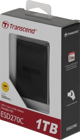 Накопитель SSD Transcend USB-C 1Tb TS1TESD270C 1.8" черный USB